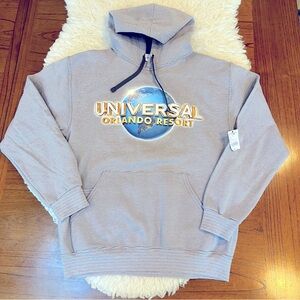NWT Universal Orlando Resort Sweatshirt Hoodie Gray Striped Unisex Size Small